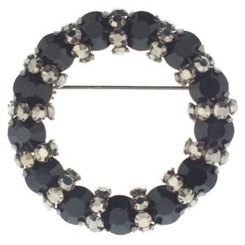 Karen Marie - Circular Brooch Pin (1) - Onyx