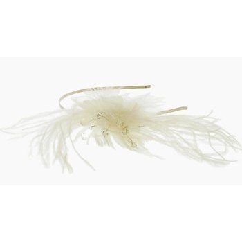 Balu - Cabaret Style Feather & Crystal Headband - White (1)