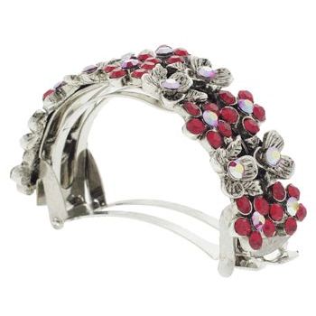 Karen Marie - Crystal Flower Pony Barrette - Red