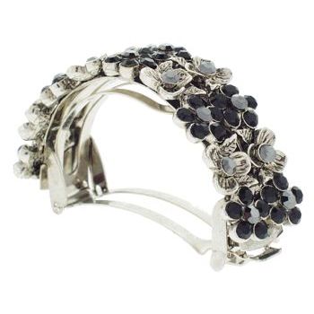 Karen Marie - Crystal Flower Pony Barrette - Black