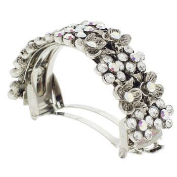 Karen Marie - Crystal Flower Pony Barrette - White