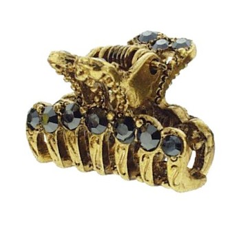 Karen Marie - Mini Filigree Claw Clip - Black/Gold (1)