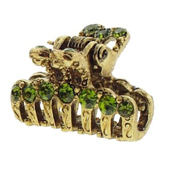 Karen Marie - Mini Filigree Claw Clip - Peridot/Gold (1)