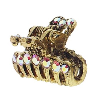Karen Marie - Mini Filigree Claw Clip - Pink AB/Gold (1)