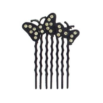 Karen Marie - Crystal Double Butterfly Petite Comb - Citrine/Black (1)