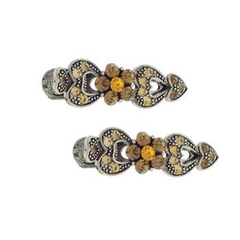 Karen Marie - Small Hearts & Flower Clips - Amber (set of 2)
