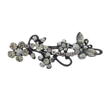 Karen Marie - Crystal Daisy & Butterfly Barrette - Black (1)