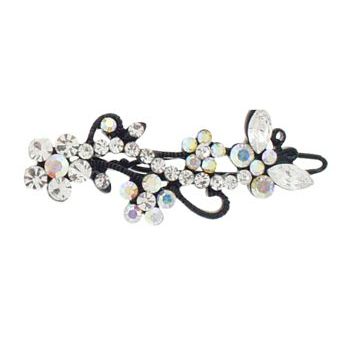 Karen Marie - Crystal Daisy & Butterfly Barrette - White (1)