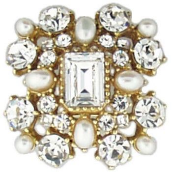 Gerard Yosca - Crystal Stone Marie Pin - White w/Pearls (1)