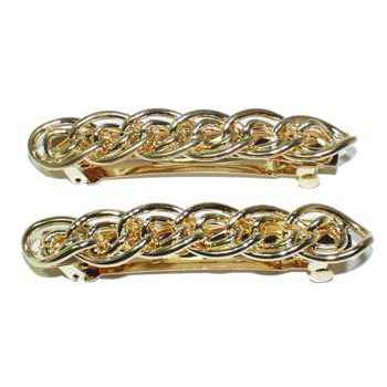 HB HairJewels - Cable Barrette - 2 Gold Colored