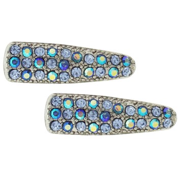 Karen Marie - Small Crystal Clips - Sky Blue (set of 2)