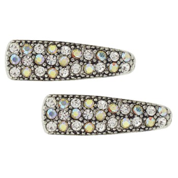 Karen Marie - Small Crystal Clips - White (set of 2)