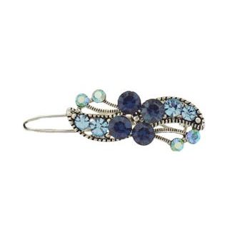 Karen Marie - Crystal Flower Mini Barrette - Blue (1)