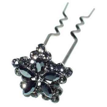HB HairJewels - Austrian Crystal Mini Flower Pin - Smoke (1)