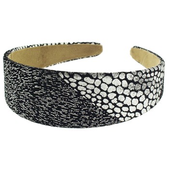 Karen Marie - Chiffon Inspired Headband - Black w/Silver Designs (1)