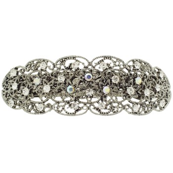 Karen Marie - Filigree Crystal Floral Barrette - White (1)