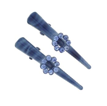 Karen Marie - Mini Tie Dye Crystal Condor Clip - Blueberry (set of 2)