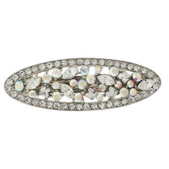 Karen Marie - Crystal Mosaic Oval Barrette - White & White AB (1)