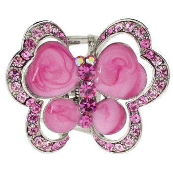 Karen Marie - Double Wing Enamel Butterfly Claw - Pink (1)