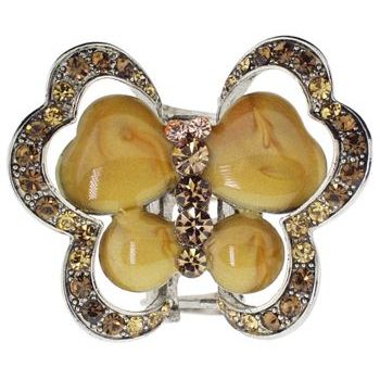 Karen Marie - Double Wing Enamel Butterfly Claw - Butterscotch (1)