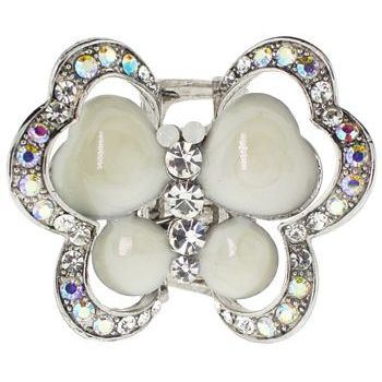 Karen Marie - Double Wing Enamel Butterfly Claw - White (1)