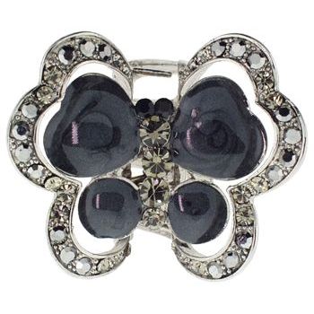 Karen Marie - Double Wing Enamel Butterfly Claw - Smoky Black (1)