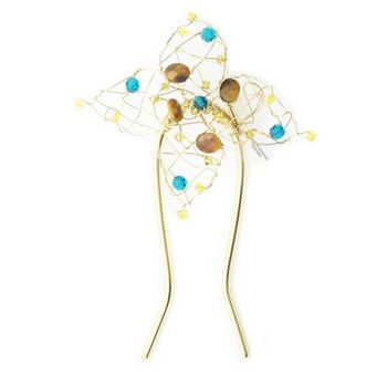 Colette Malouf - Flower Hair Pin - Semi-Precious Stones - Peacock (1)