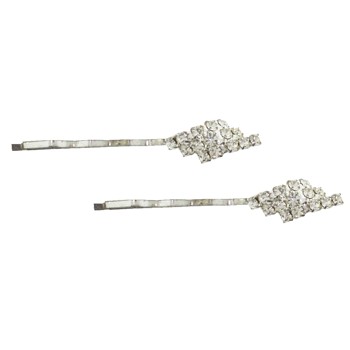 Karen Marie - Austrian Crystal Cluster Hairpins - Silver (2)