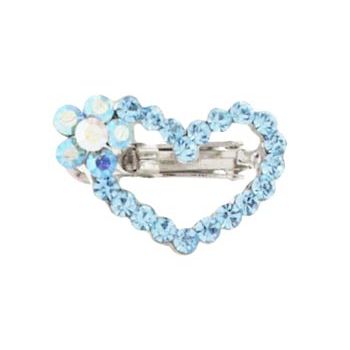 Karen Marie - Floating Crystal Heart Clip - Aqua (1)