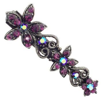 Karen Marie - Small Tropical Crystal Flower Jaw - Amethyst (1)