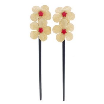 HB HairJewels - Suede Inspired Pansies Hairsticks - Latte Brown (2)