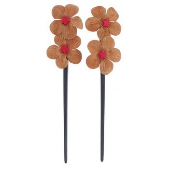 HB HairJewels - Suede Inspired Pansies Hairsticks - Chocolate Brown (2)