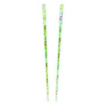 HB HairJewels - Floral Metallic Hairsticks - Lime (2)