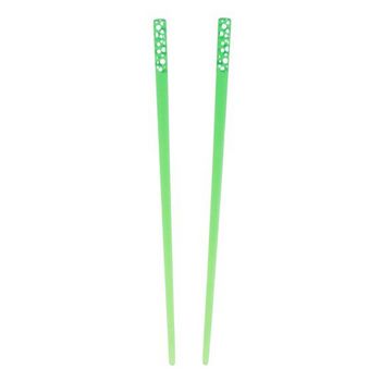 HB HairJewels - Silver Speckled Acrylic Hairsticks - Lime (2)