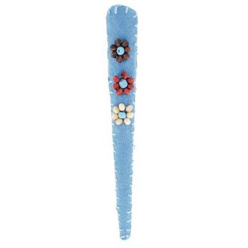 HB HairJewels - Denim Covered Clip - Light Blue w/Flower Beads (1)