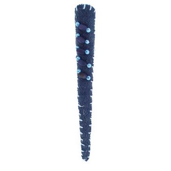 HB HairJewels - Denim Covered Clip - Dark Blue w/Beads (1)