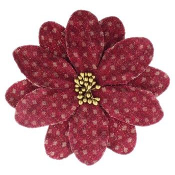 Karen Marie - Faux Tweed Flower Clips - Strawberry w/Light Dots (1)