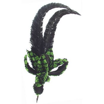 Angelica Accessories - Lime Plaid Chenille Flower Burst w/Ostrich Feathers - Pin (1)