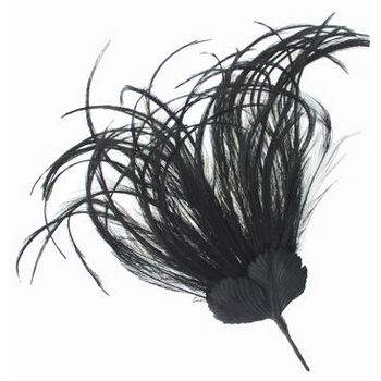 Angelica Accessories - Large Curled Feather Fan w/Velvet Wrap - Pin (1)