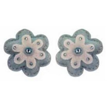 Tarina Tarantino - Kyoto Carnival - Patty Cake - Swarovski Crystal and Puff Felt Flower Earrings - Baby Blue
