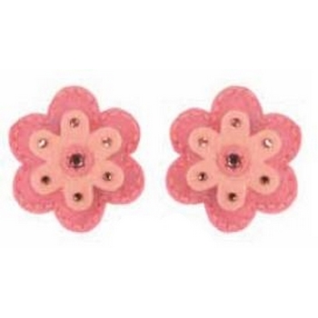 Tarina Tarantino - Kyoto Carnival - Patty Cake - Swarovski Crystal and Puff Felt Flower Earrings - Baby Pink