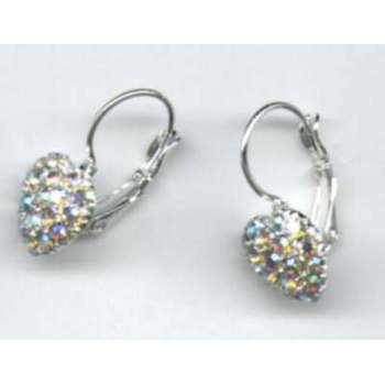 HB HairJewels - Austrian Crystal Heart Earrings - Brilliant White