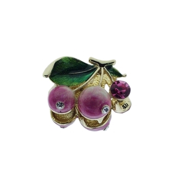 Medusa's Heirlooms - Petite Diamond Encrusted Fruit Claw - Pink Cherries (1)