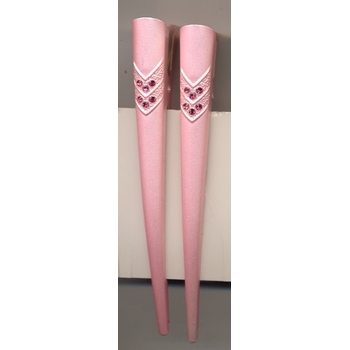 Light Pink W/Pink Crystal Trim - Set of 2