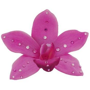 Michelle Roy - Medium Silk Orchid Clip - Deep Pink w/Swarovski Crystal Accents