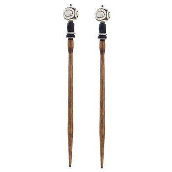 Mei Fa - Hairstyx - Polka - Long Brown Hairsticks - (Set of 2)