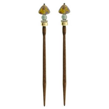 Mei Fa - Hairstyx - Point - Long Brown Hairsticks - (Set of 2)