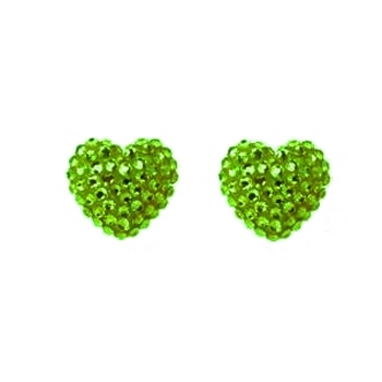 Tarina Tarantino - Iconic Collection - Swarovski Crystal Pave Heart Post Earrings - Indian Lime