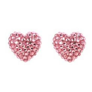 Tarina Tarantino - Iconic Collection - Swarovski Crystal Pave Heart Post Earrings - Pink Pucker