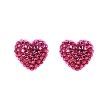 Tarina Tarantino - Iconic Collection - Swarovski Crystal Pave Heart Post Earrings - Tarina Pink